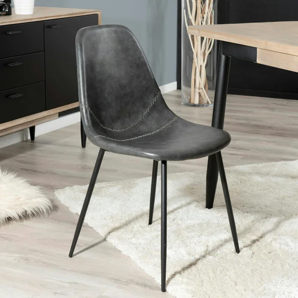 Chaise noire à couture apparente (lot de 2) TIM