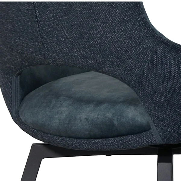 Chaise pivotante bleue bi-matière, dossier en T (lot de 2) LOMBARDIE