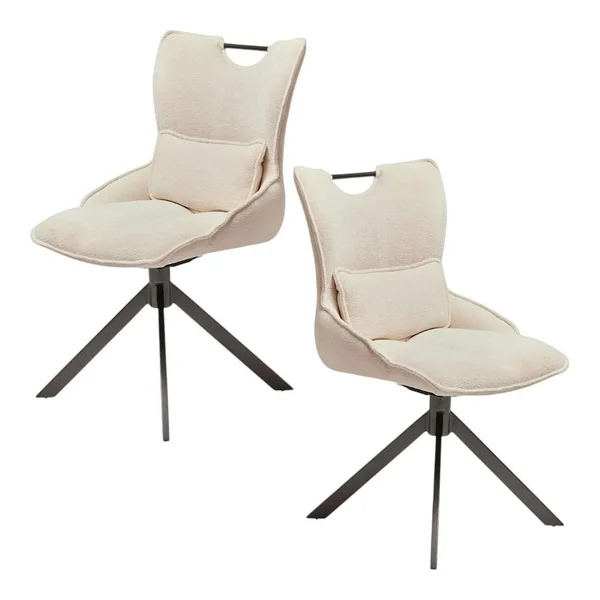 Chaise pivotante coussin et poignée tissu blanc (lot de 2) IENA
