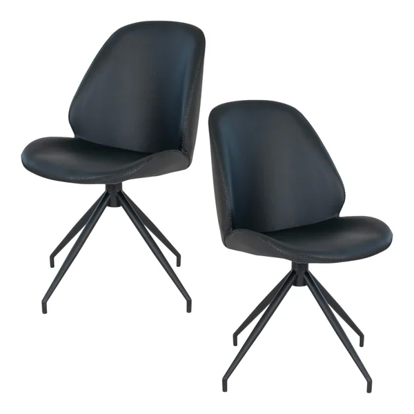 Chaise pivotante noire avec surpiqure décorative (lot de 2) BERLIN