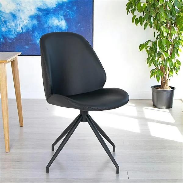 Chaise pivotante noire avec surpiqure décorative (lot de 2) BERLIN