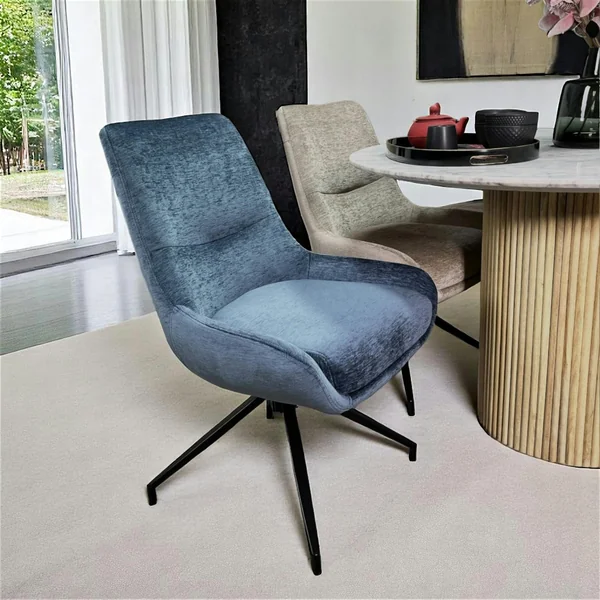 Chaise pivotante retro en velours bleu (lot de 2) PALERME