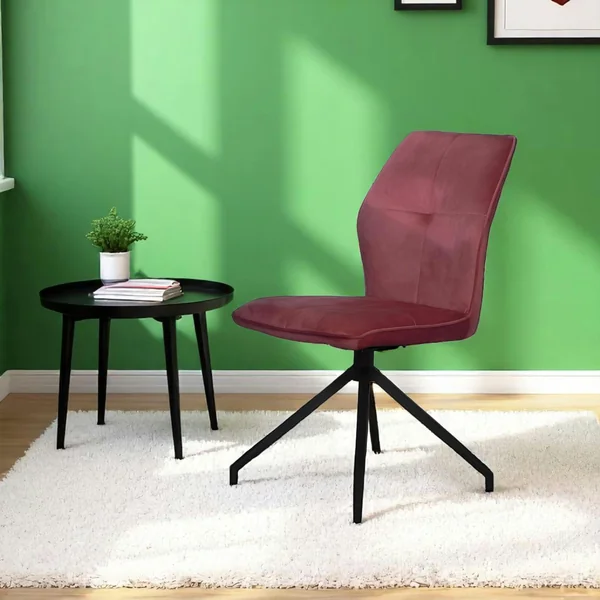 Chaise pivotante rose en velours patiné avec poignée (lot de 2) LOMBARDIE