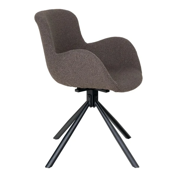 Chaise pivotante taupe en tissu bouclette, dossier ouvert (lot de 2) SAVONE