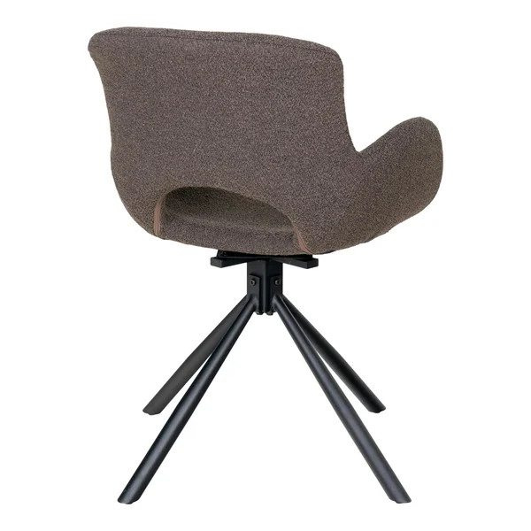 Chaise pivotante taupe en tissu bouclette, dossier ouvert (lot de 2) SAVONE
