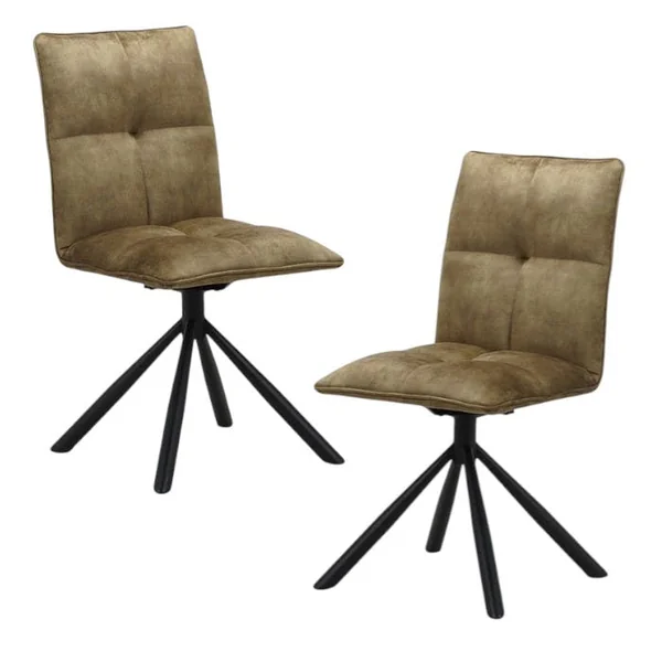 Chaise rotative tissu kaki (lot de 2) IENA