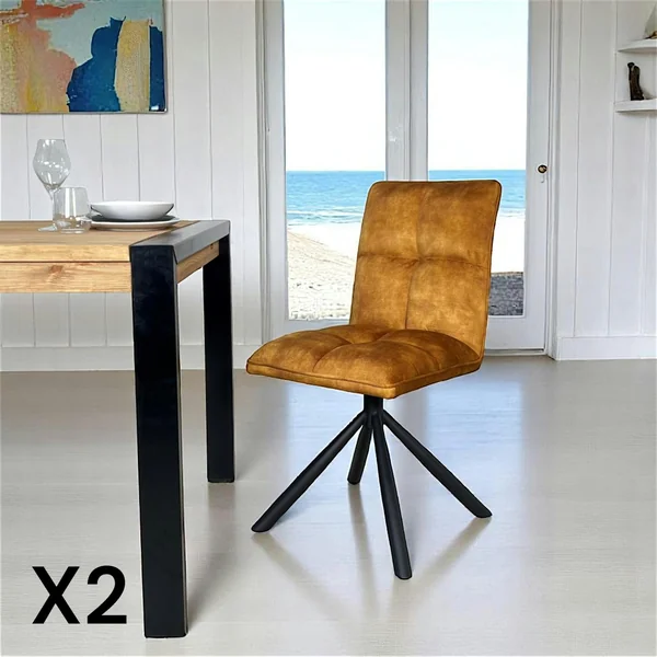 Chaise rotative tissu moutarde (lot de 2) IENA