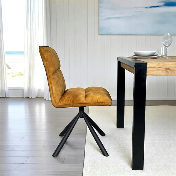 Chaise rotative tissu moutarde (lot de 2) IENA