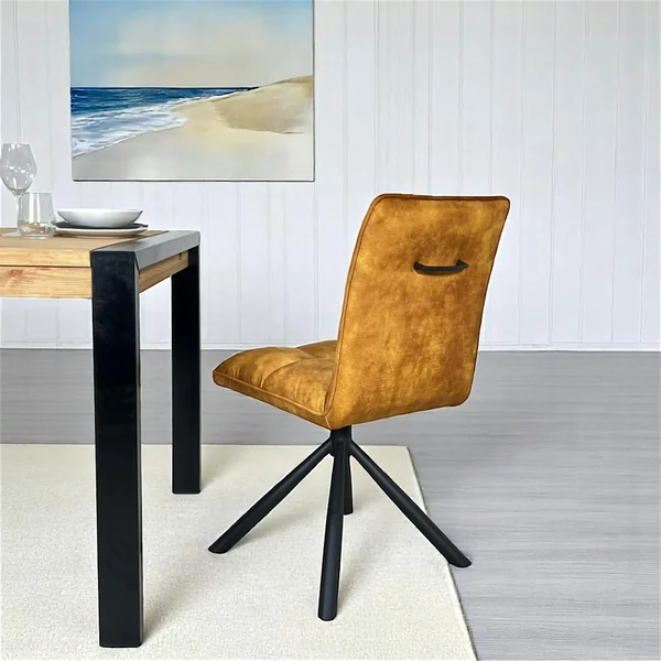 Chaise rotative tissu moutarde (lot de 2) IENA