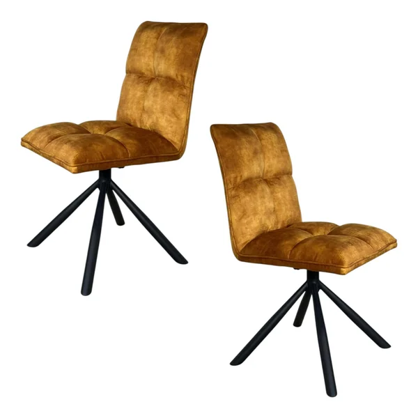 Chaise rotative tissu moutarde (lot de 2) IENA