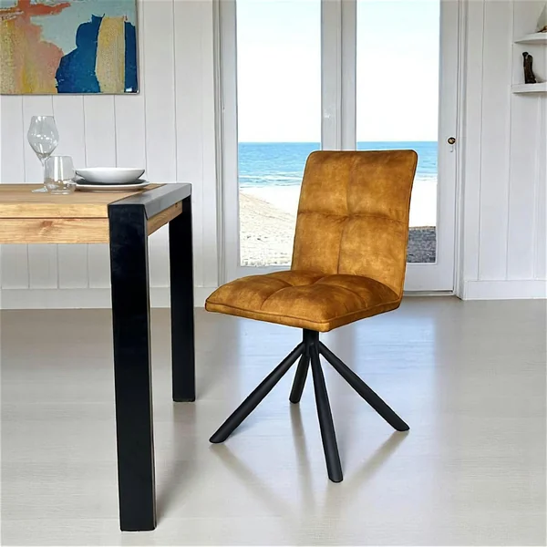 Chaise rotative tissu moutarde (lot de 2) IENA