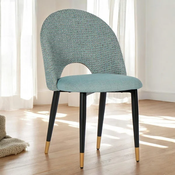 Chaise salle à manger tissu quadrillé bleu clair (lot de 2) MALMOE