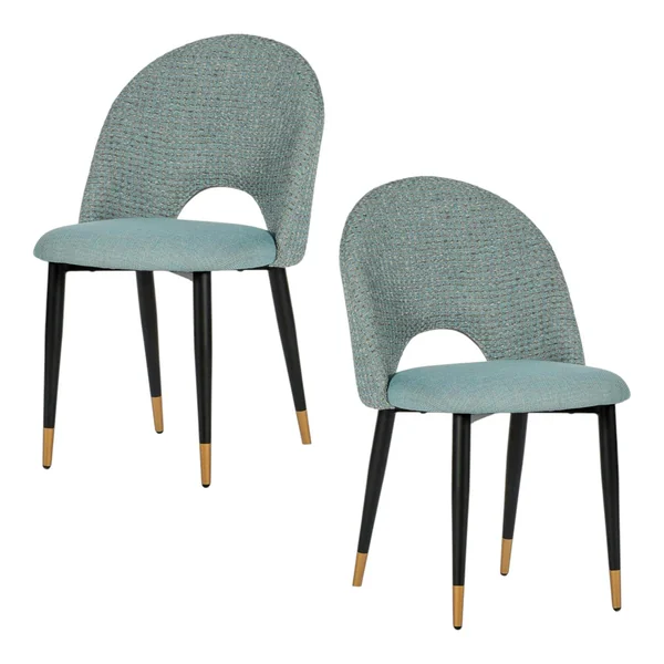 Chaise salle à manger tissu quadrillé bleu clair (lot de 2) MALMOE