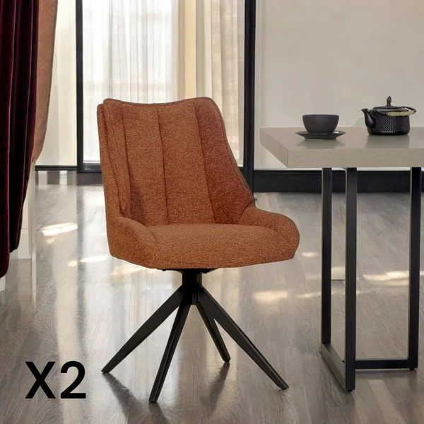 Chaise terracotta pivotante en velours texturé (lot de 2) IENA