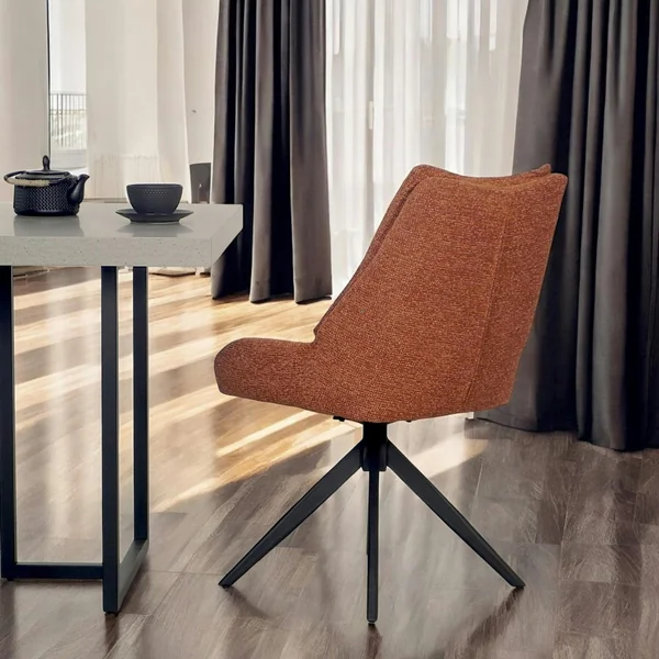 Chaise terracotta pivotante en velours texturé (lot de 2) IENA