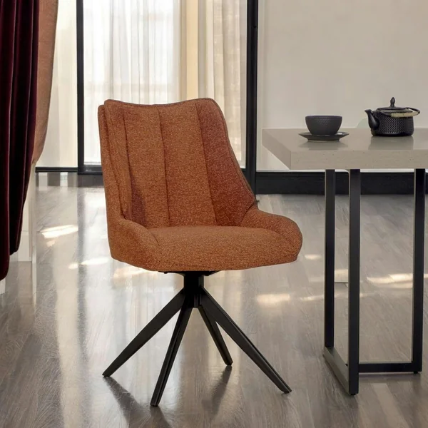 Chaise terracotta pivotante en velours texturé (lot de 2) IENA