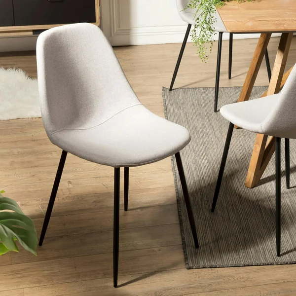 Chaise tissu beige TIM (lot de 2)