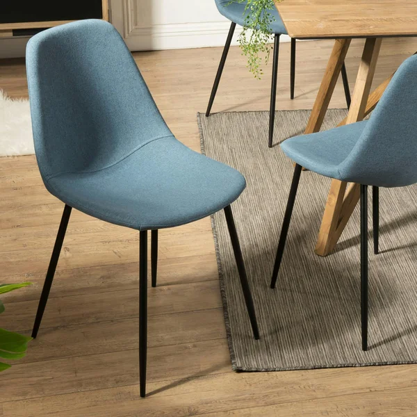 Chaise tissu bleu TIM (lot de 2)