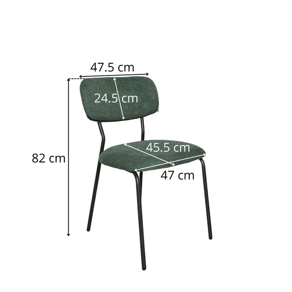 Chaise tissu vert foncé style écolier (lot de 2) MALANG