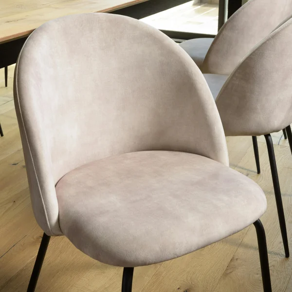 Chaise velours beige dossier galbé (lot de 2) TIM
