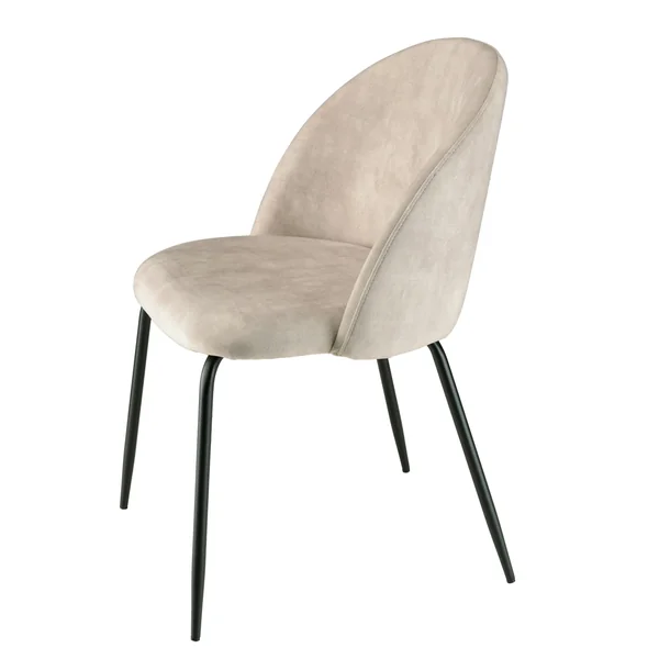 Chaise velours beige dossier galbé (lot de 2) TIM