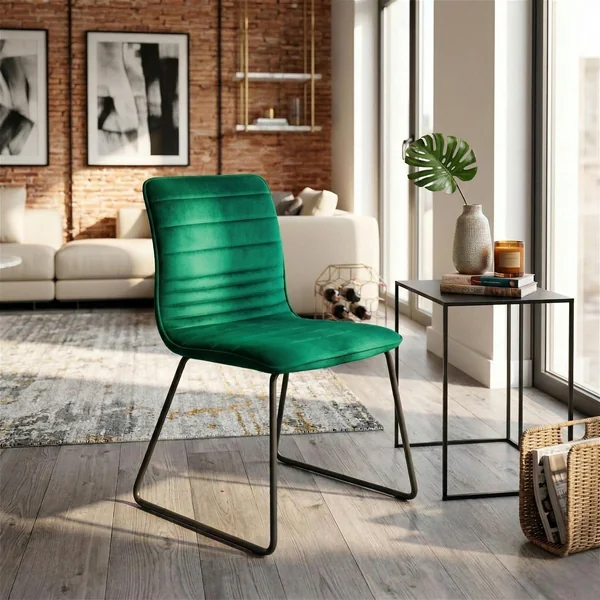 Chaise vert foncé motif ligne (lot de 2) BURGOS