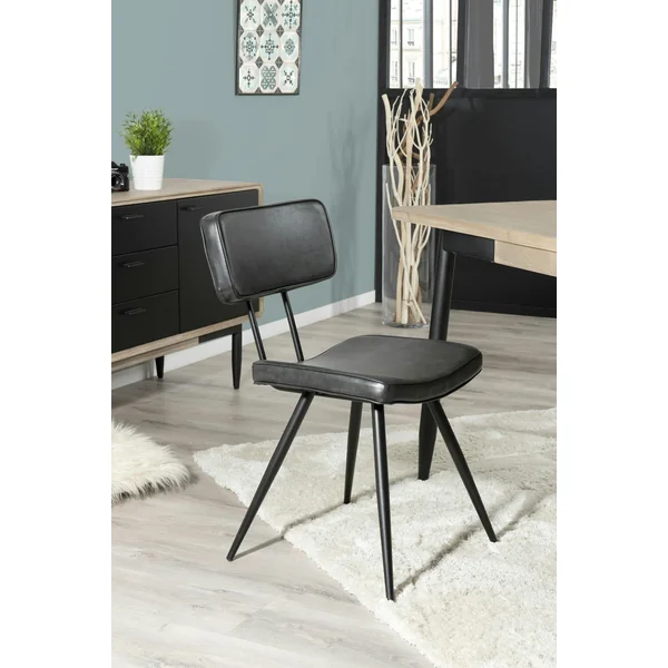 Chaise vintage tissu noir/gris anthracite (lot de 2) TIM