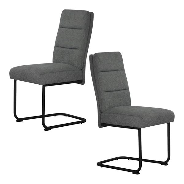 Chaise à dossier haut en tissu gris (lot de 2) LOMBARDIE