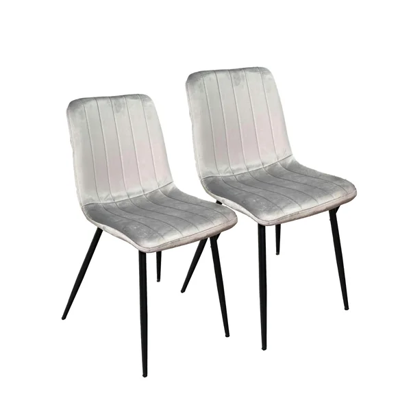 Chaise à rayures velours taupe (lot de 2) MALANG