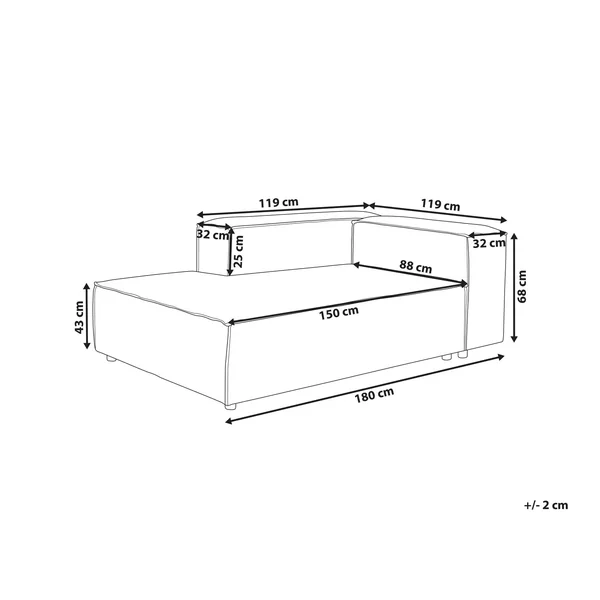 Chaiselongue ARDAL Cord Cremeweiß rechtsseitig