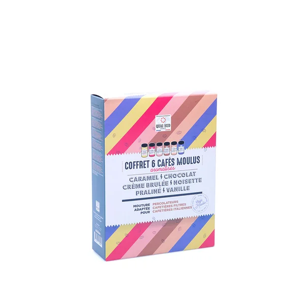 Coffret 6 cafés aromatisés moulus - 6 recettes en boîte xs