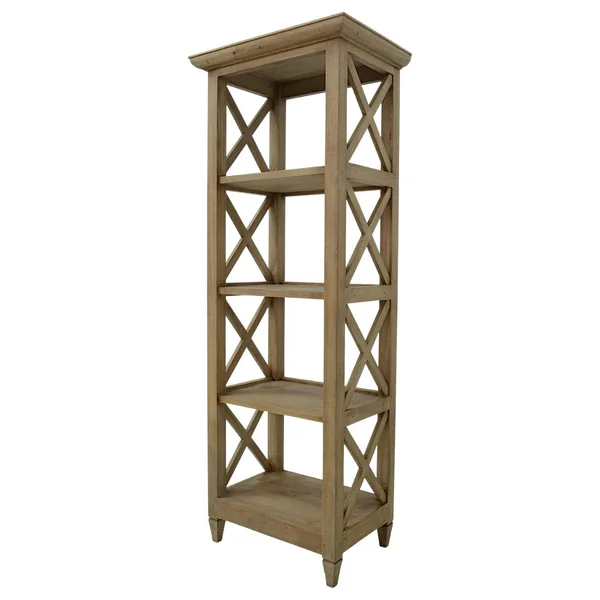 Colonne de rangement croisillons hévéa 60x40x160cm MAORI