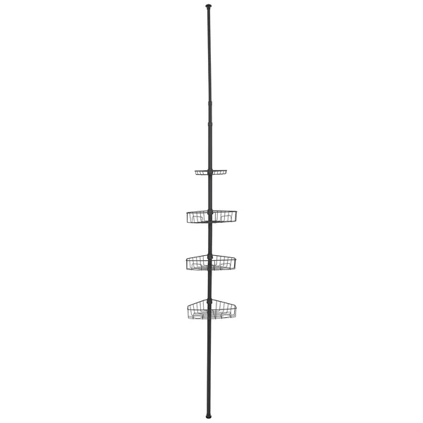 COLONNE TELESCOPIQUE METAL PEINT 4 ETAGERES NOIR MAT
