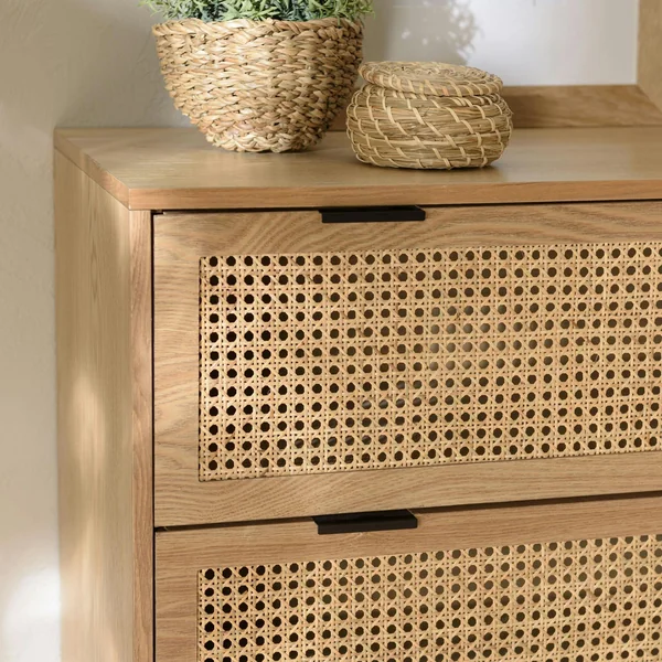 Commode 3 tiroirs cannage en rotin 80 cm PALMA