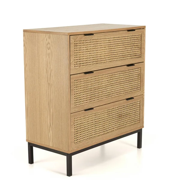 Commode 3 tiroirs cannage en rotin 80 cm PALMA