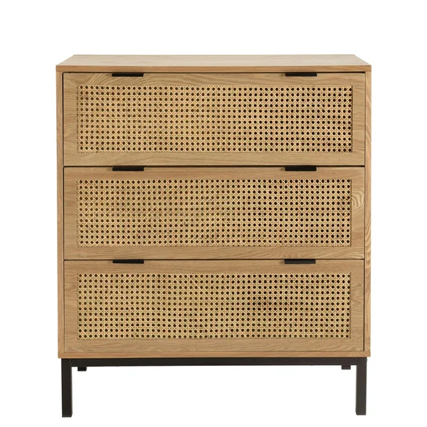 Commode 3 tiroirs cannage en rotin 80 cm PALMA