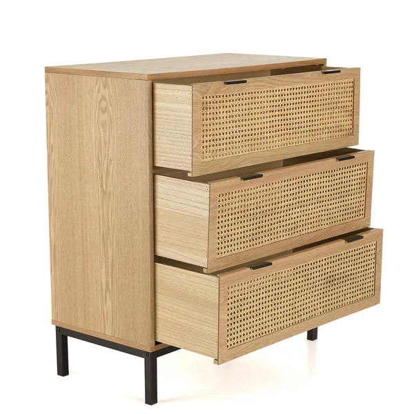 Commode 3 tiroirs cannage en rotin 80 cm PALMA