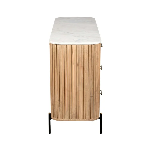 Commode en bois de manguier et marbre 6 tiroirs MASSA