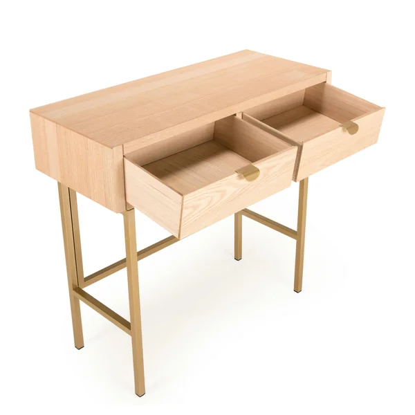 Console 2 tiroirs pieds et poignées dorés CORDOUE