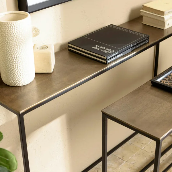 Console en métal aluminium doré et noir (lot de 2) ZALA