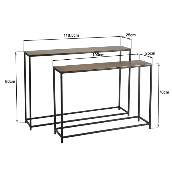 Console en métal aluminium doré et noir (lot de 2) ZALA