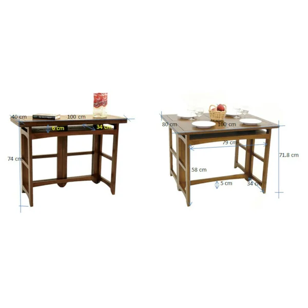 Console extensible en table repas hévéa 100cm TRADITION