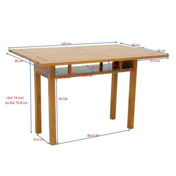 Console extensible en table repas hévéa 120cm HELENA
