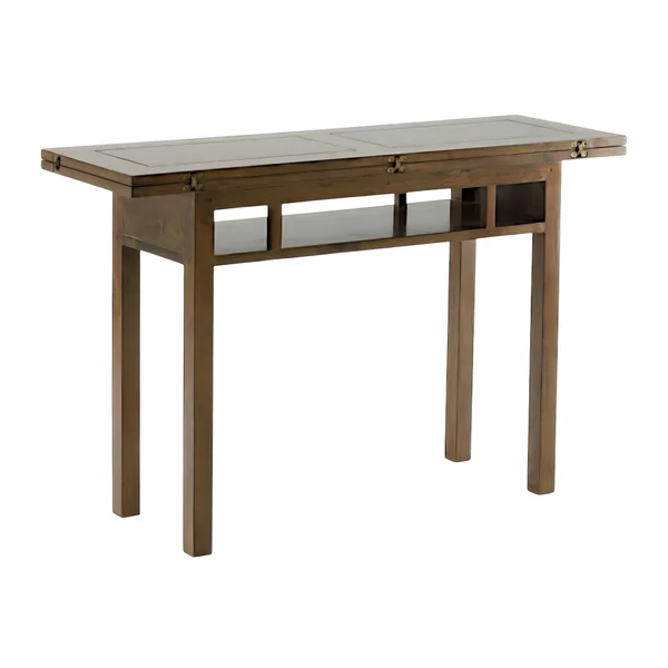 Console extensible en table repas hévéa 120cm HELENA
