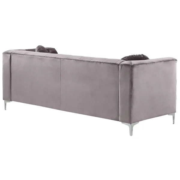 Corner Sofa 3 Seater FLEN Velvet Grey Left Hand
