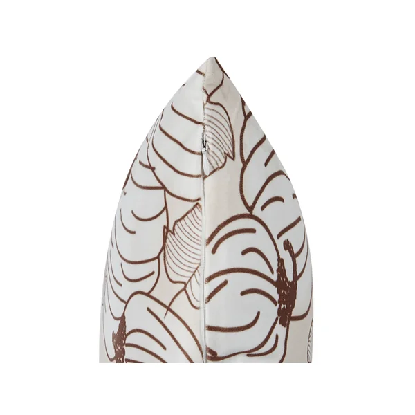 Coussin GOURD Velours 45 x 45 cm Beige Motif de plante