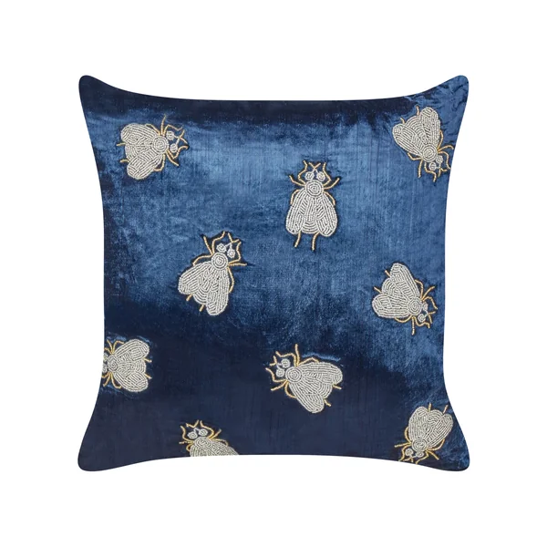 Coussin PENTAS Velours 45 x 45 cm Bleu marine Motif animal