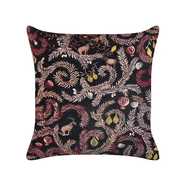 Coussin RICINUS Velours 45 x 45 cm Noir Motif oriental
