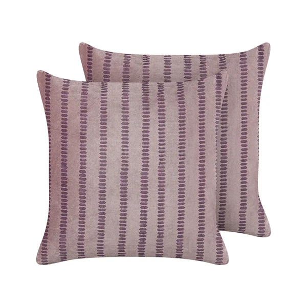 Dekokissen 2er Set AGAPANTHUS Samtstoff 45 x 45 cm Rosa Streifenmuster