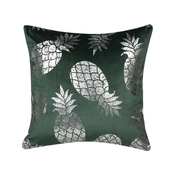 Dekokissen 2er Set ASTILBE Samtstoff 45 x 45 cm Dunkelgrün Pflanzenmuster